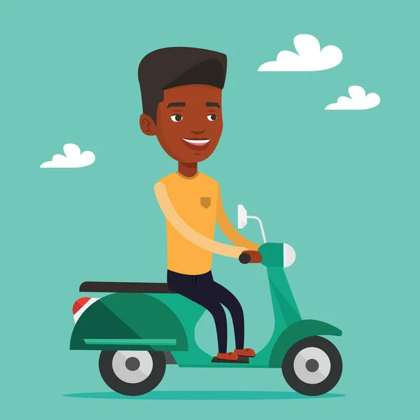 Hombre montar scooter vector ilustración. — Vector de stock