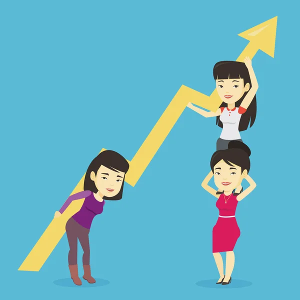Büyüme grafik holding üç iş kadınları. — Stok Vektör