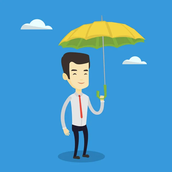 Business man insurance agent with umbrella. — Stock Vector