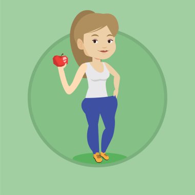 Onu yiyecek sonuçlar pantolon ince kadın.