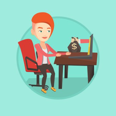 Online iş para kazanç iş kadını.