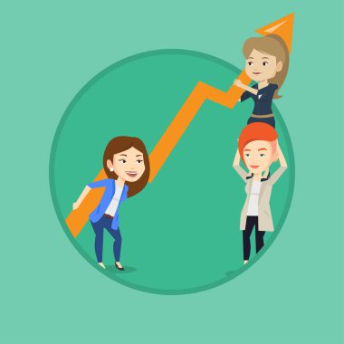 Büyüme grafik holding üç iş kadınları.