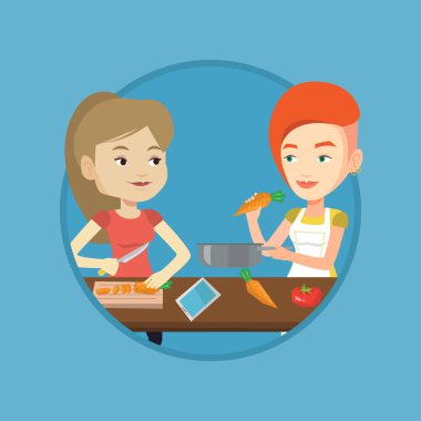 Kadın sağlıklı sebze yemek pişirme.