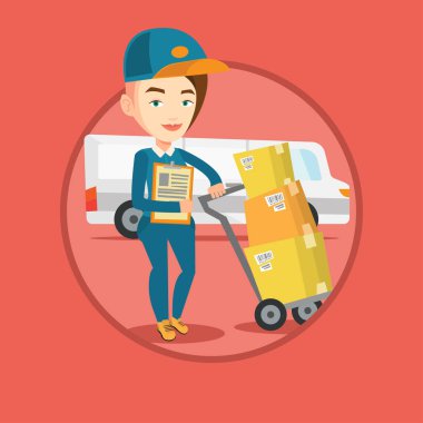 Teslimat kurye ile karton kutular.