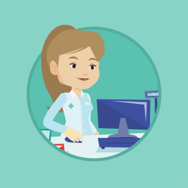 Eczacı kasaya para kutusu.