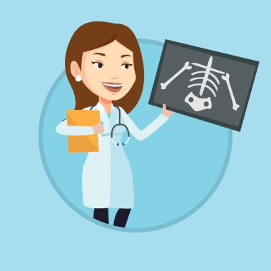Doktor muayene grafisi vektör çizim.