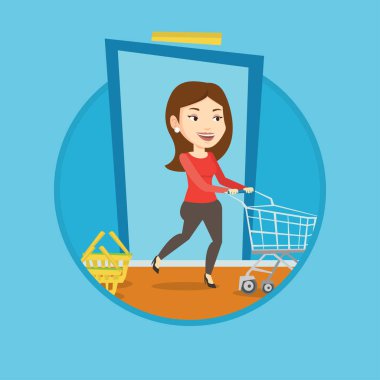 Dükkana ile arabası çalışan müşteri.