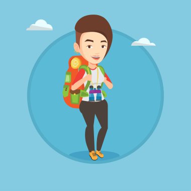 Sırt çantası ile neşeli Gezgin.