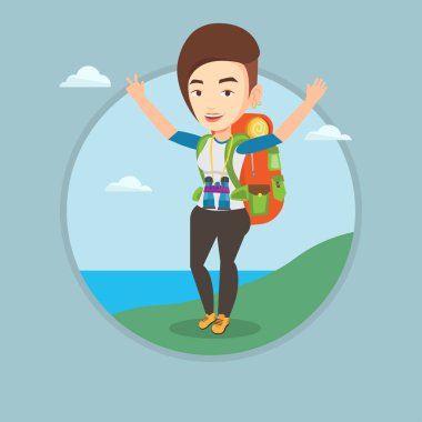 Backpacker sahne zevk kadar elleri.