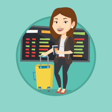 Bavul ve havaalanında bilet kadın ile.