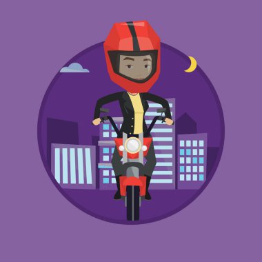 gece kadın sürme motosiklet.