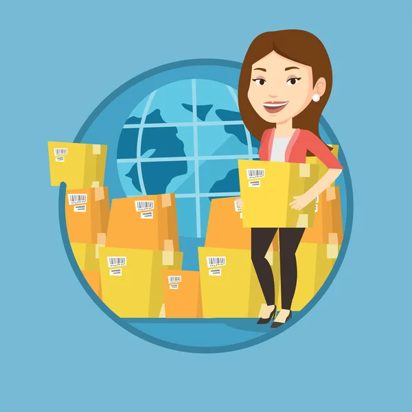 Business worker of international delivery service. — Stock Vector