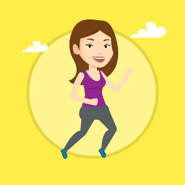 Young woman running vector illustration. — Stock Vector
