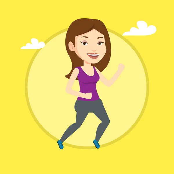 Mujer joven corriendo ilustración vector . — Vector de stock