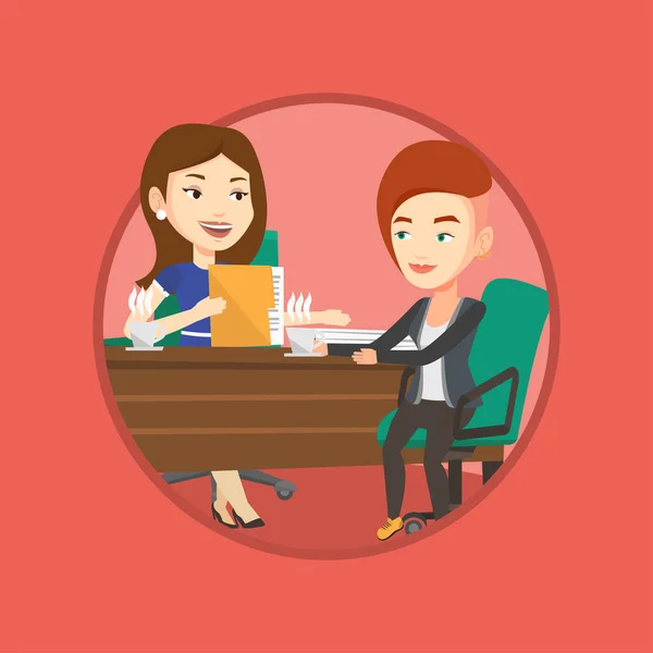 Two businesswomen during business meeting. — Stock Vector