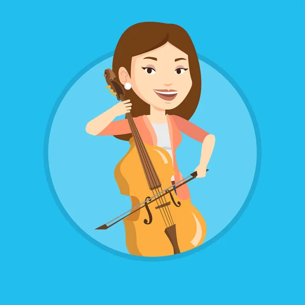 Kvinna spelar cello vektorillustration. — Stock vektor
