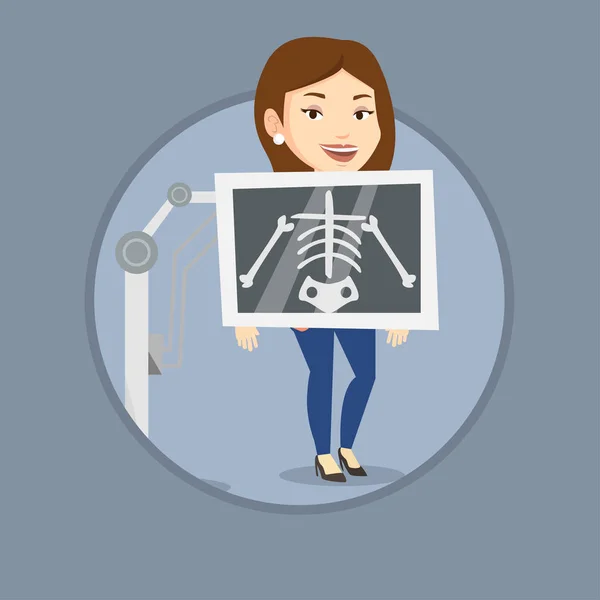 Patient during x ray procedure vector illustration — Stock Vector