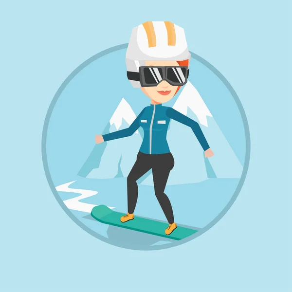 Jovem mulher snowboard Vector Ilustração . — Vetor de Stock