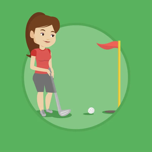 Golfista golpeando la ilustración vector bola . — Vector de stock