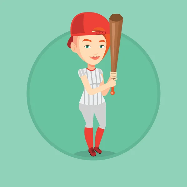 Jogador de beisebol com ilustração vetorial de bastão . —  Vetores de Stock
