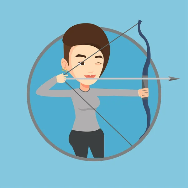 Archer training met de boog vectorillustratie. — Stockvector