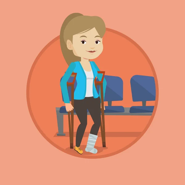 Woman with broken leg and crutches. — Stock Illustration Woman with broken leg and crutches. Royalty Free Stock Illustrations