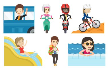 İnsanlar seyahat ayarla ulaşım vektör.