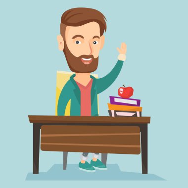 Öğrenci el bir cevap için sınıf yetiştirme.