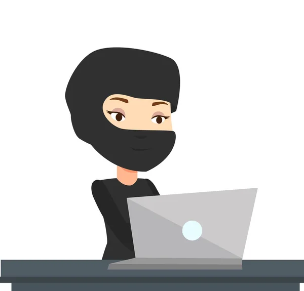 Hacker utilizzando il computer portatile per rubare informazioni . — Vettoriale Stock