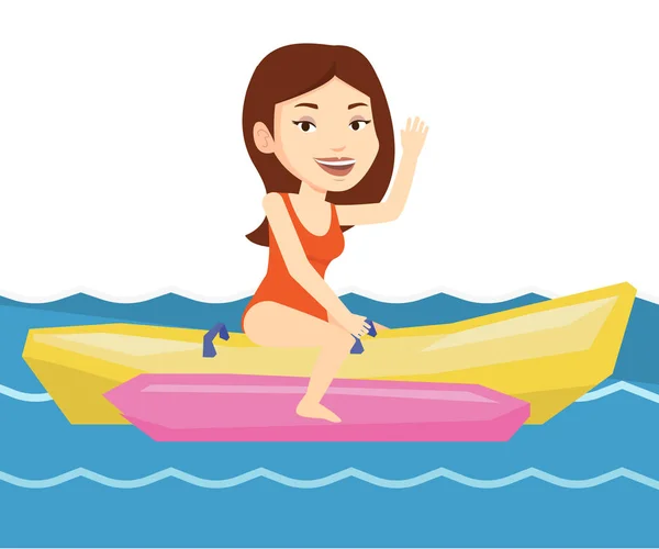 Toeristen rijden een bananenboot vector illustratie. — Stockvector