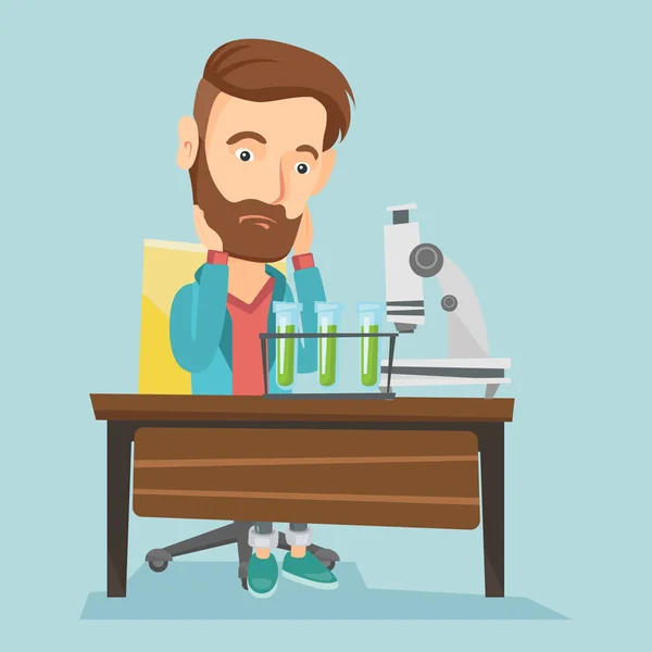 Estudiante trabajando en clase de laboratorio . — Vector de stock