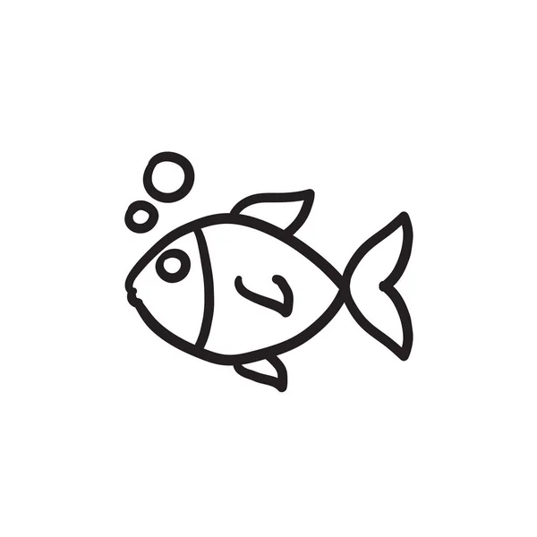 Kleines Fisch-Skizzensymbol. — Stockvektor