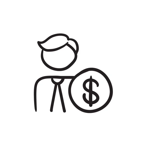Man with dollar sign sketch icon. — Stock Vector