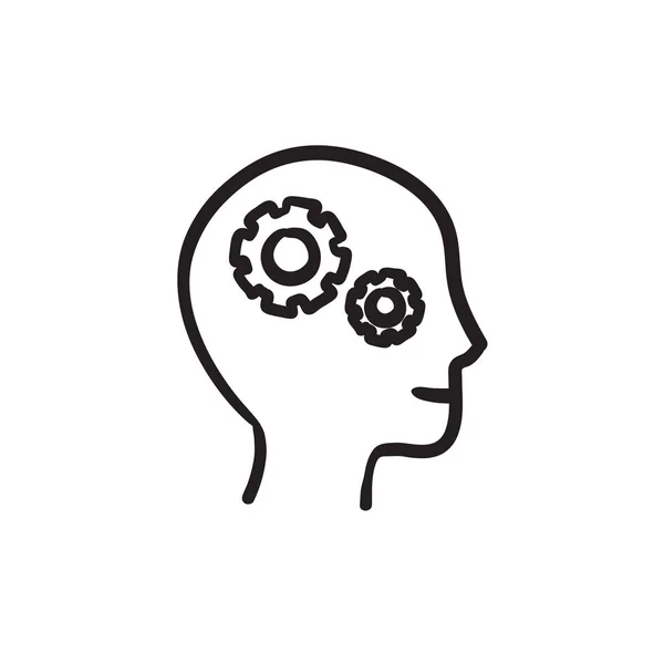 Human head with gear sketch icon. — Stock Vector
