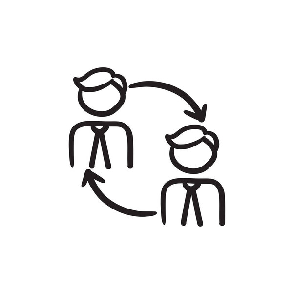 Staff turnover sketch icon.