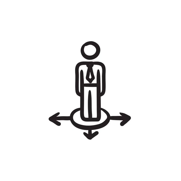 Businessman in three ways sketch icon. — Stock Vector