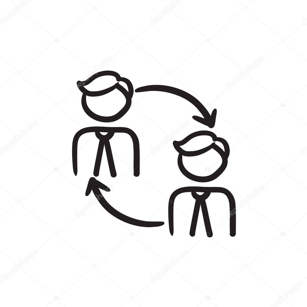 Staff turnover sketch icon.