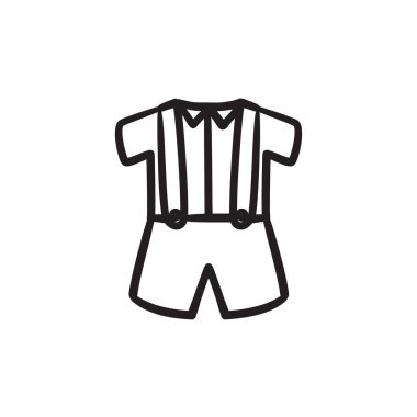 Bebek gömlek ve şort pantolon askısı ile simge kroki.