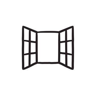 Open windows sketch icon. clipart