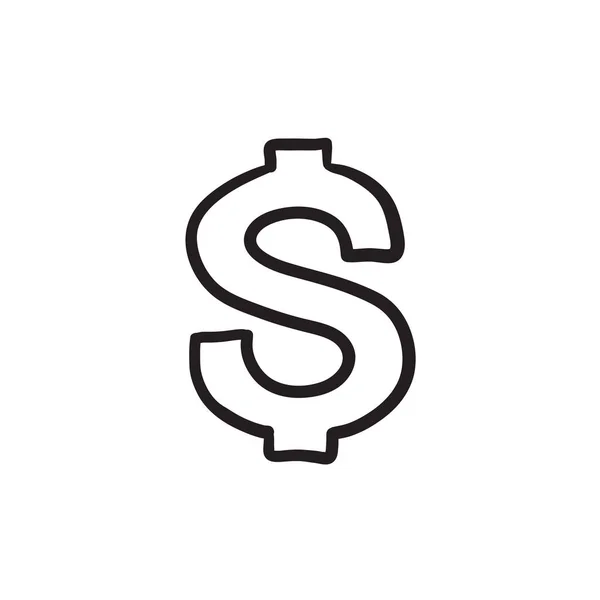 Dólar símbolo icono de boceto . — Vector de stock