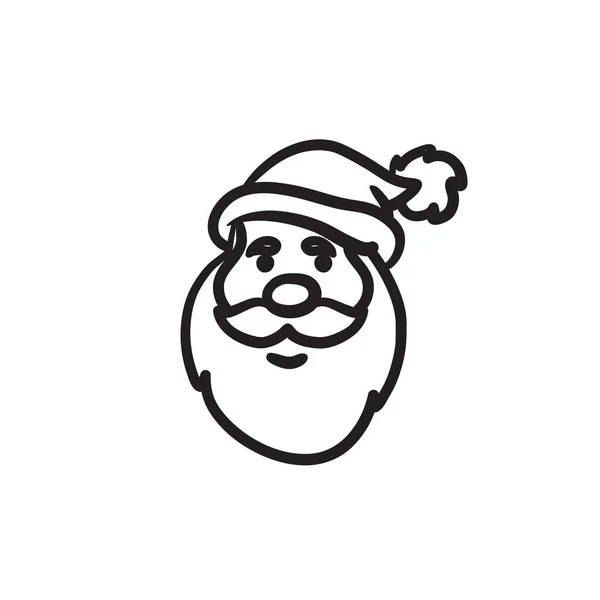 Santa Claus ansikte skiss ikon. — Stock vektor