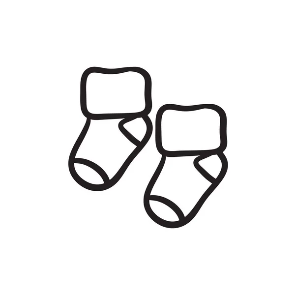 Baby Socken Skizze Symbol. — Stockvektor