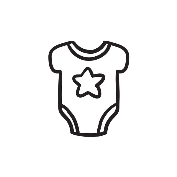아기 짧은 소매 bodysuit 스케치 아이콘. — 스톡 벡터