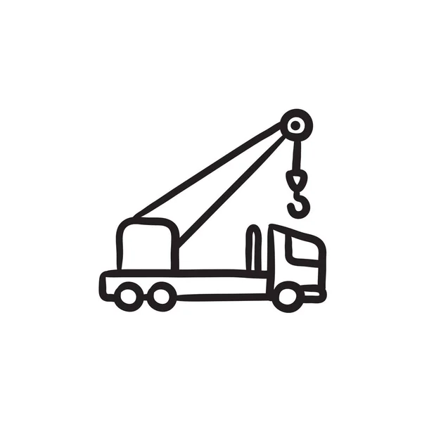 Pictogram van de schets van de mobiele kraan. — Stockvector