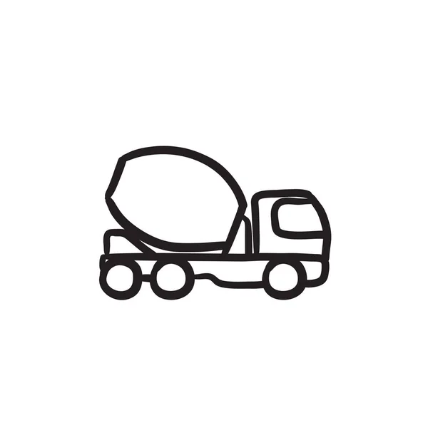 Concrete mixer camion schizzo icona . — Vettoriale Stock