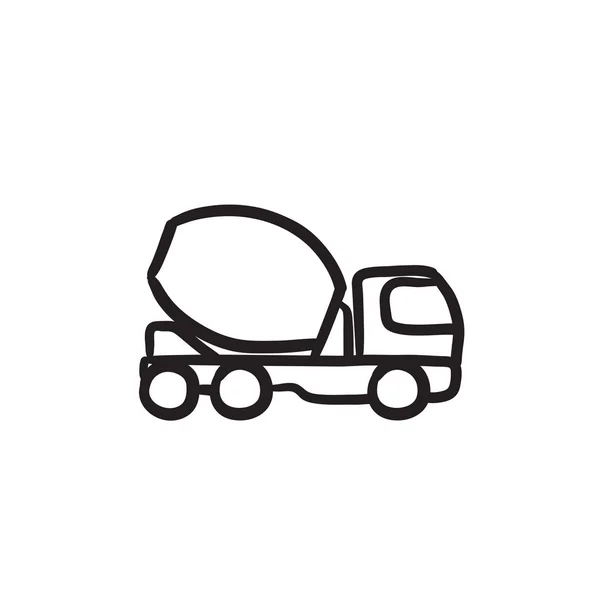 Betonmixer vrachtwagen schets pictogram. — Stockvector