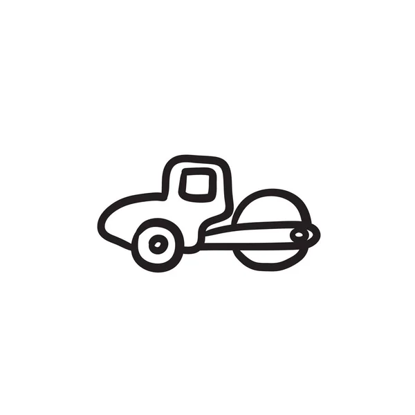 Road roller skiss ikon. — Stock vektor