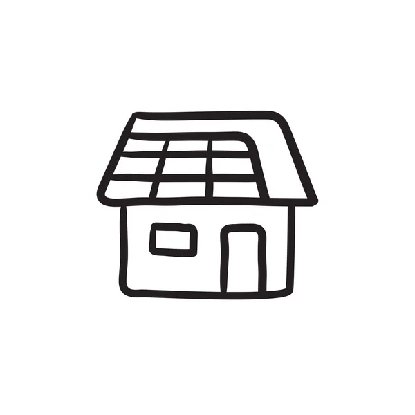Σπίτι με το ηλιακό πλαίσιο σκίτσο εικονίδιο. — Διανυσματικό Αρχείο