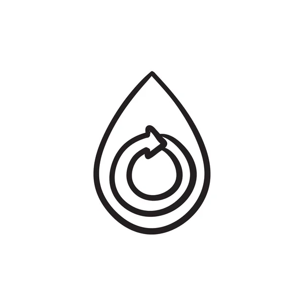 Waterdruppel met circulaire pijlpictogram schets. — Stockvector