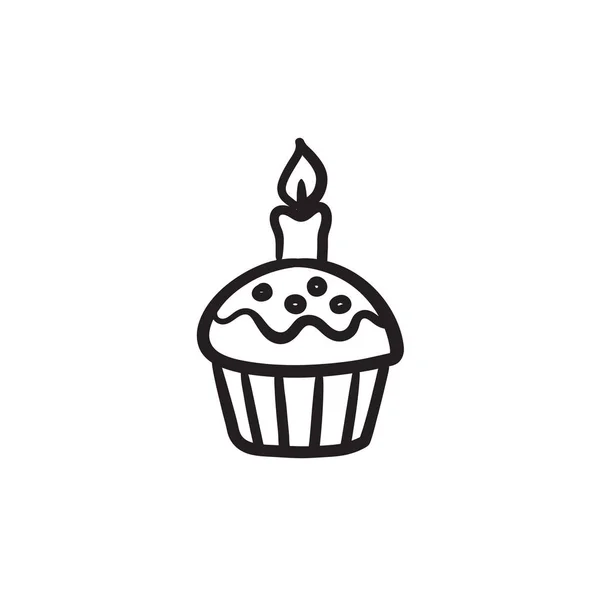 Cupcake de Pâques avec icône de croquis de bougie . — Image vectorielle